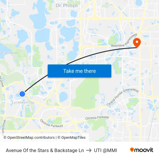Avenue Of the Stars & Backstage Ln to UTI @MMI map