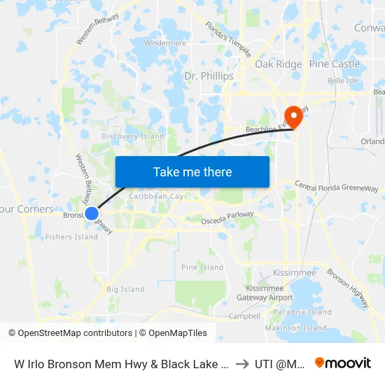 W Irlo Bronson Mem Hwy & Black Lake Rd to UTI @MMI map
