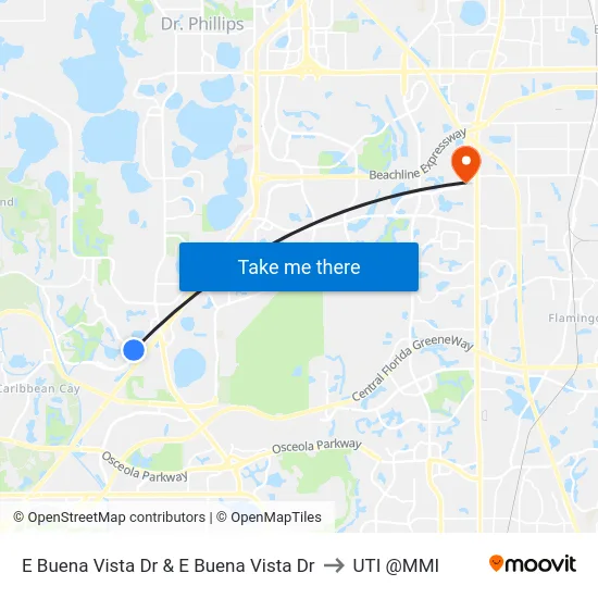 E Buena Vista Dr & E Buena Vista Dr to UTI @MMI map