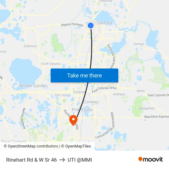 Rinehart Rd & W Sr 46 to UTI @MMI map