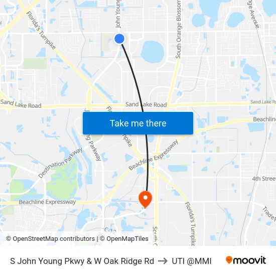 S John Young Pkwy & W Oak Ridge Rd to UTI @MMI map