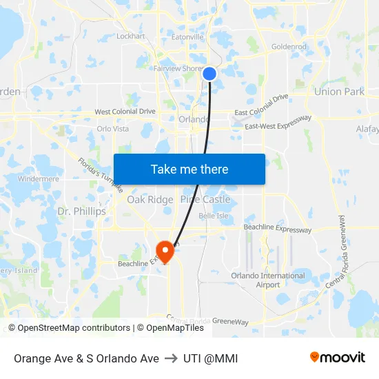 Orange Ave & S Orlando Ave to UTI @MMI map