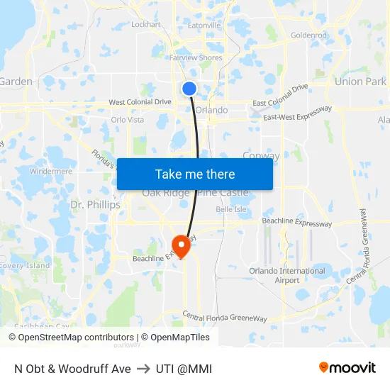 N Orange Blossom Trl & Woodruff Ave to UTI @MMI map