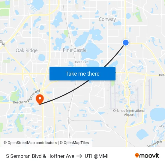 S Semoran Blvd & Hoffner Ave to UTI @MMI map