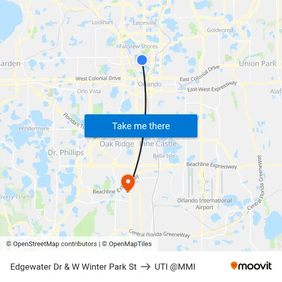 Edgewater Dr & W Winter Park St to UTI @MMI map