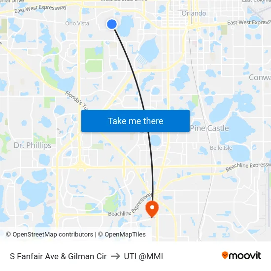 S Fanfair Ave & Gilman Cir to UTI @MMI map