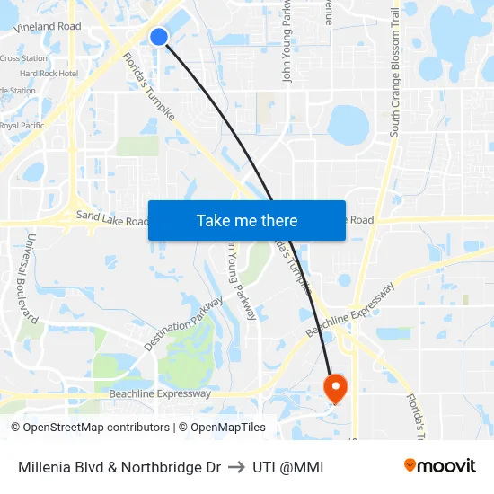 Millenia Blvd & Northbridge Dr to UTI @MMI map