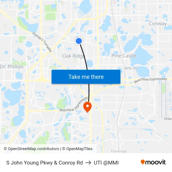 S John Young Pkwy & Conroy Rd to UTI @MMI map