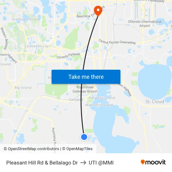 Pleasant Hill Rd & Bellalago Dr to UTI @MMI map