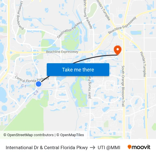 International Dr & Central Florida Pkwy to UTI @MMI map