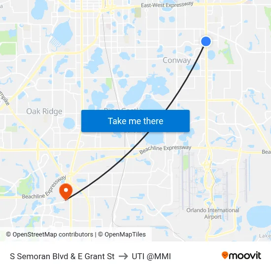 S Semoran Blvd & E Grant St to UTI @MMI map