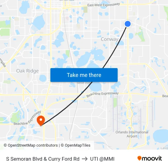 S Semoran Blvd & Curry Ford Rd to UTI @MMI map