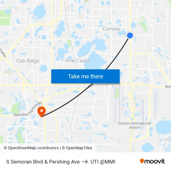 S Semoran Blvd & Pershing Ave to UTI @MMI map