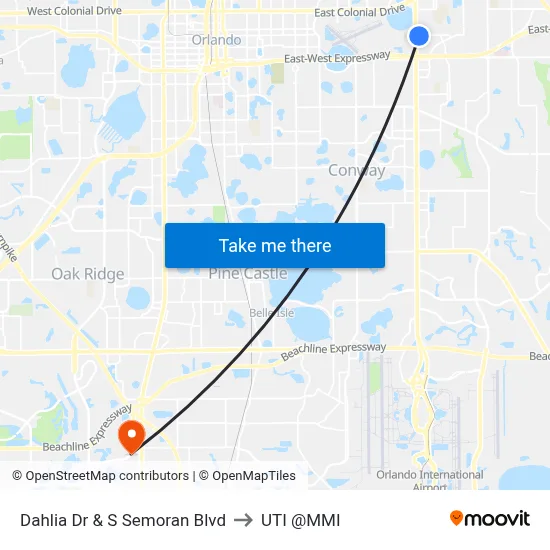 Dahlia Dr & S Semoran Blvd to UTI @MMI map