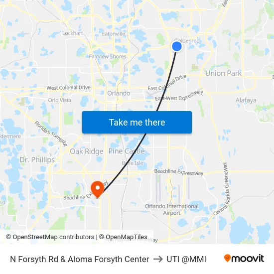 N Forsyth Rd & Aloma Forsyth Center to UTI @MMI map