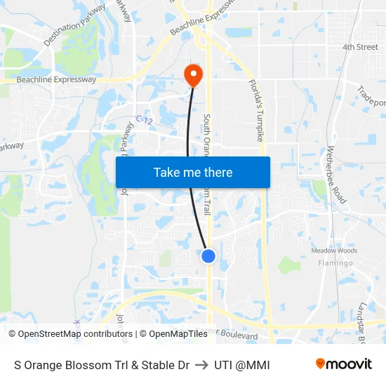 S Orange Blossom Trl & Stable Dr to UTI @MMI map