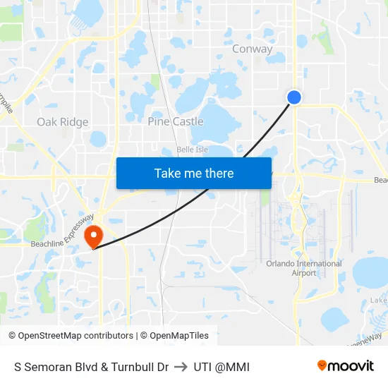 S Semoran Blvd & Turnbull Dr to UTI @MMI map