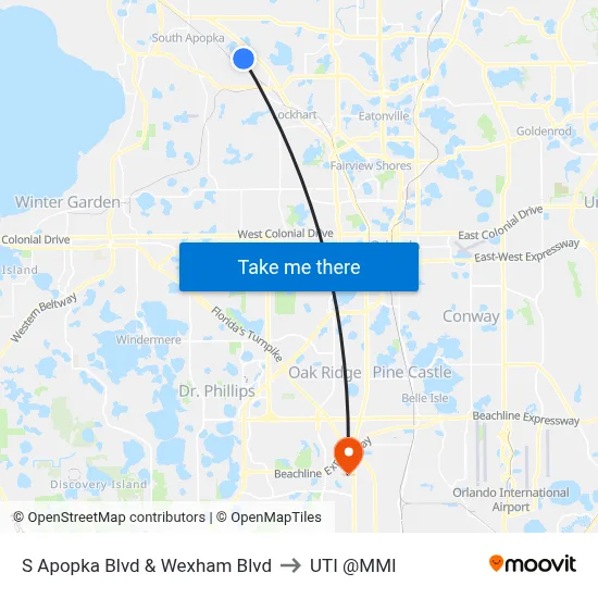 S Apopka Blvd & Wexham Blvd to UTI @MMI map