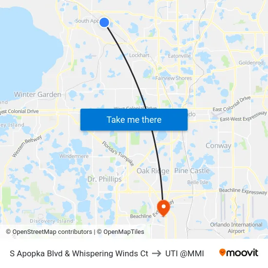 S Apopka Blvd & Whispering Winds Ct to UTI @MMI map