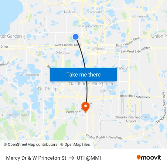 Mercy Dr & W Princeton St to UTI @MMI map