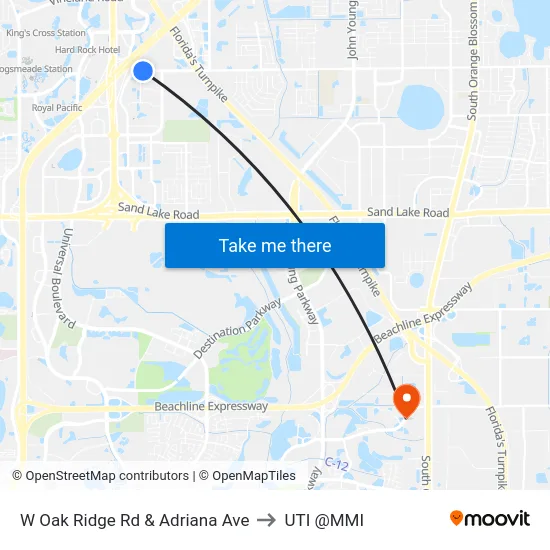 W Oak Ridge Rd & Adriana Ave to UTI @MMI map
