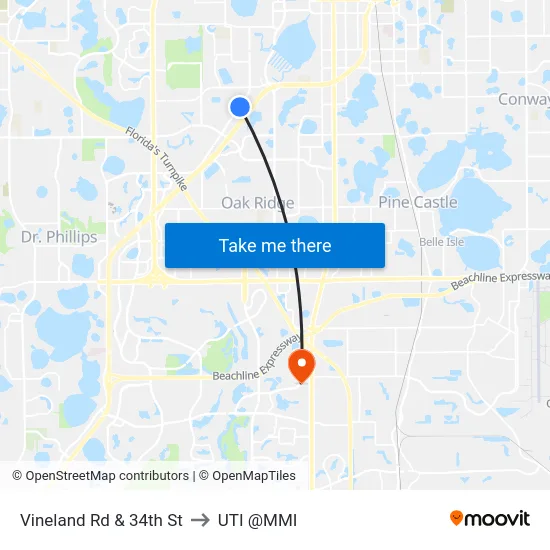 Vineland Rd & 34th St to UTI @MMI map