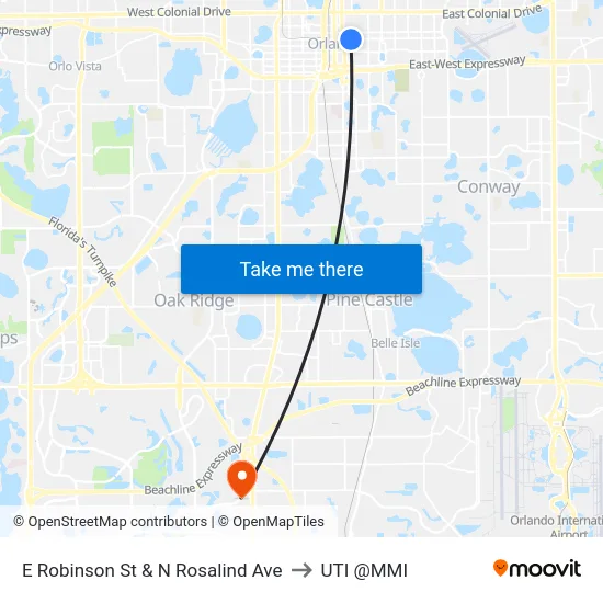 E Robinson St & N Rosalind Ave to UTI @MMI map
