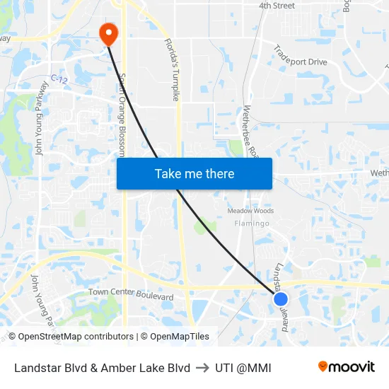 Landstar Blvd & Amber Lake Blvd to UTI @MMI map