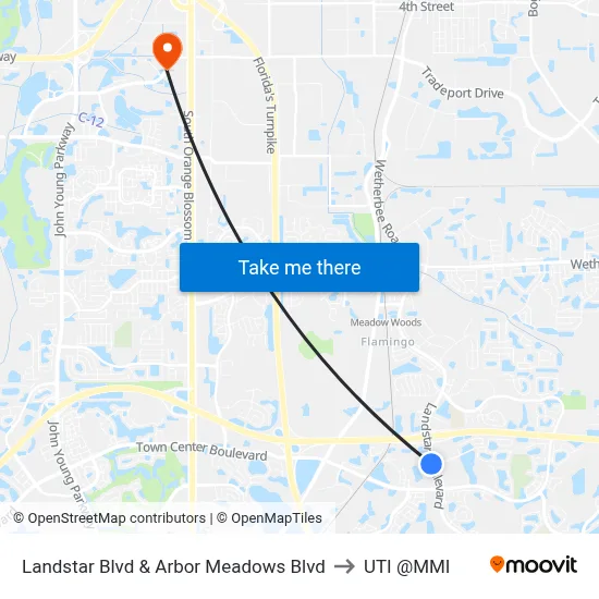 Landstar Blvd & Arbor Meadows Blvd to UTI @MMI map