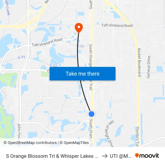 S Orange Blossom Trl & Whisper Lakes Blvd to UTI @MMI map
