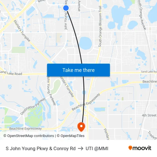 S John Young Pkwy & Conroy Rd to UTI @MMI map