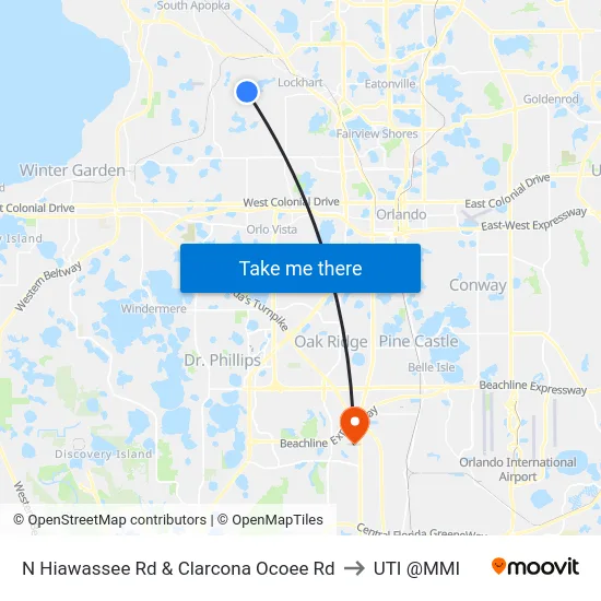 N Hiawassee Rd & Clarcona Ocoee Rd to UTI @MMI map