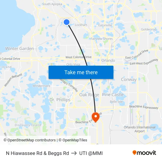 N Hiawassee Rd & Beggs Rd to UTI @MMI map