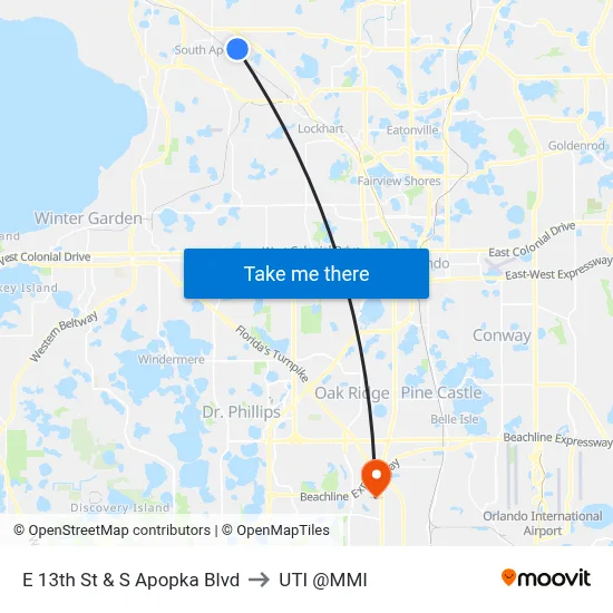 E 13th St & S Apopka Blvd to UTI @MMI map