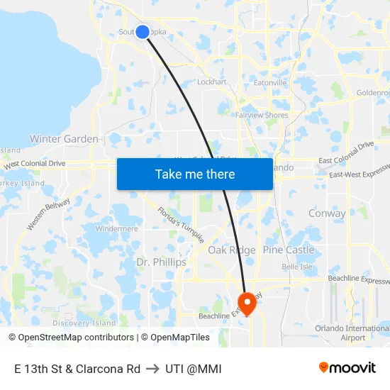 E 13th St & Clarcona Rd to UTI @MMI map