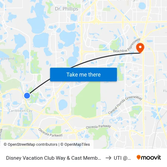 Disney Vacation Club Way & Cast Member Only Rd to UTI @MMI map