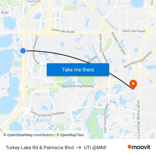 Turkey Lake Rd & Palmacia Blvd to UTI @MMI map