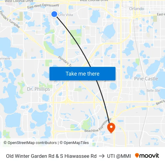 Old Winter Garden Rd & S Hiawassee Rd to UTI @MMI map