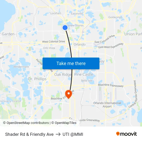 Shader Rd & Friendly Ave to UTI @MMI map