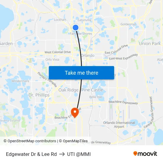 Edgewater Dr & Lee Rd to UTI @MMI map