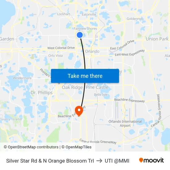 Silver Star Rd & N Orange Blossom Trl to UTI @MMI map