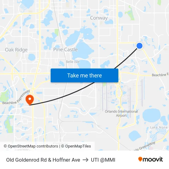 Old Goldenrod Rd & Hoffner Ave to UTI @MMI map