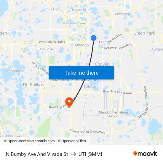 N Bumby Ave And Vivada St to UTI @MMI map