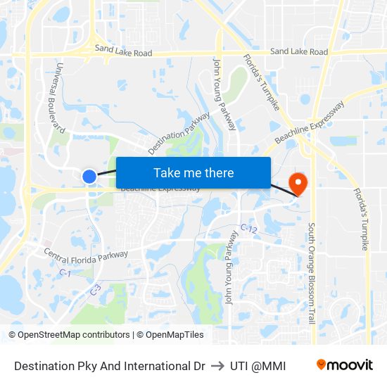 Destination Pky And International Dr to UTI @MMI map