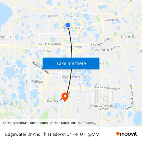 Edgewater Dr And Thistledown Dr to UTI @MMI map