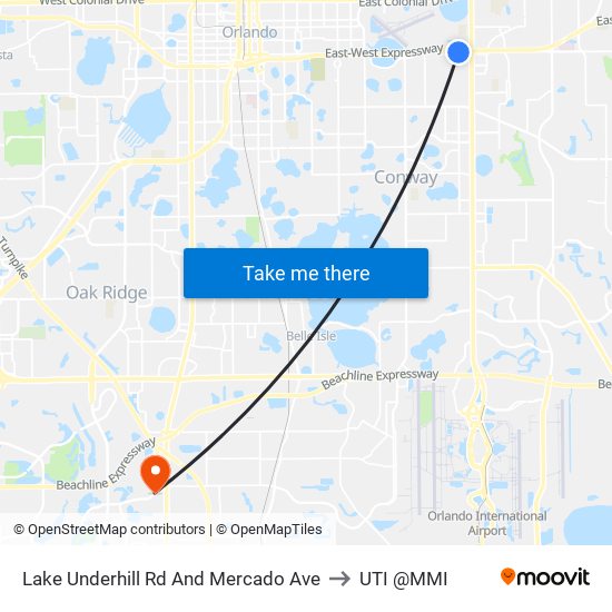 Lake Underhill Rd And Mercado Ave to UTI @MMI map