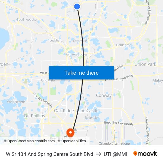 W Sr 434 And Spring Centre South Blvd to UTI @MMI map