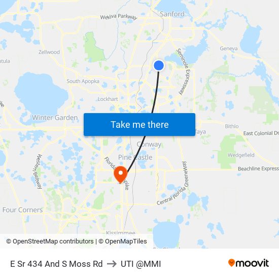 E Sr 434 And S Moss Rd to UTI @MMI map