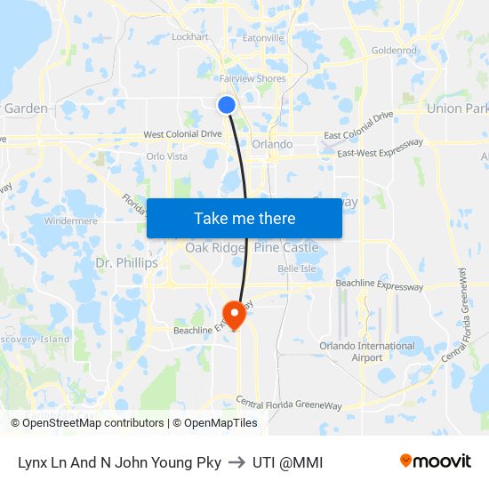 Lynx Ln And N John Young Pky to UTI @MMI map