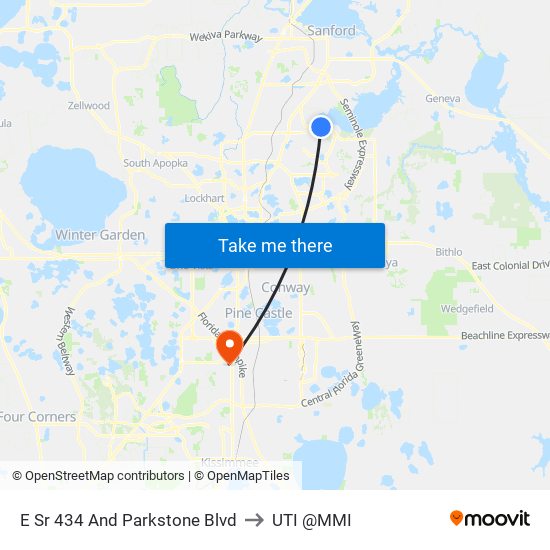 E Sr 434 And Parkstone Blvd to UTI @MMI map